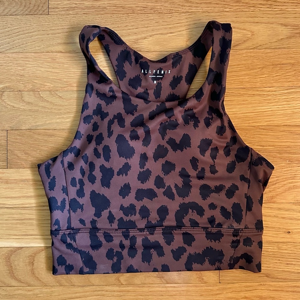 NWOT All Fenix Leopard Long Line Tank Sports Bra